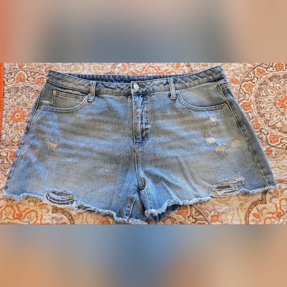 Time and Tru Blue Distressed Jean Shorts Size 18